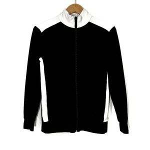 IMAN Women’s Size XS Black White Contrast Full Zip Casual Sporty Track Jacket